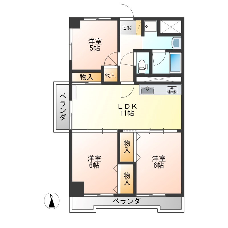泉ヶ丘ハイツⅡ 611号室 間取り