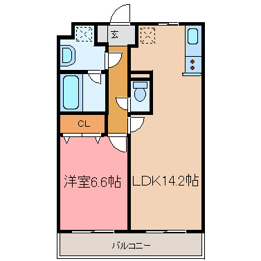 サウスヒルズ 102号室 間取り