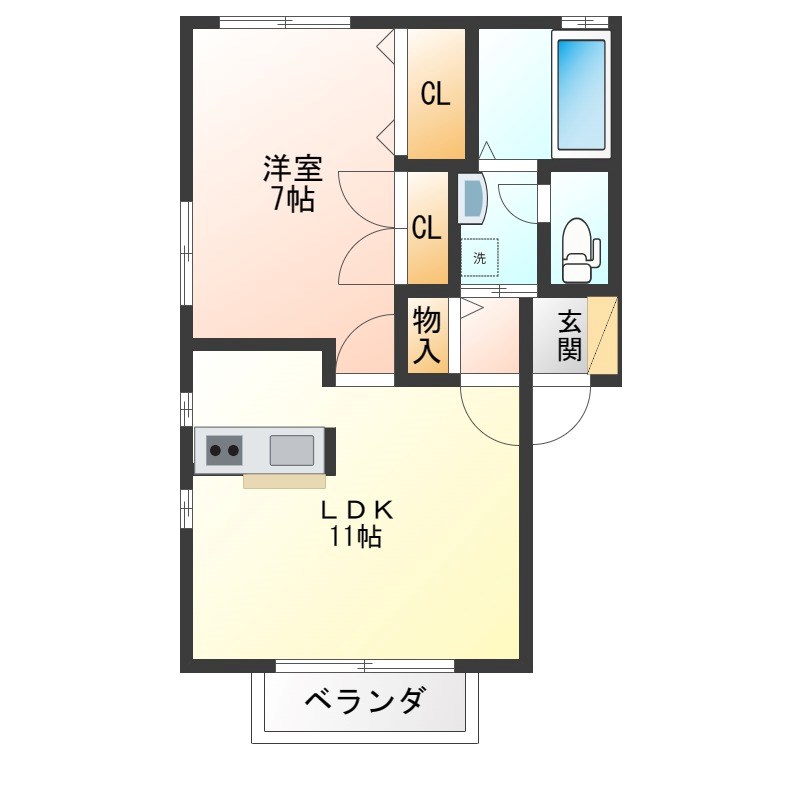 フローラ H 202号室 間取り