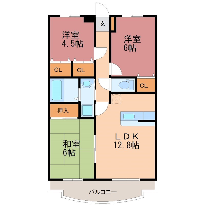 サンツヤマモトA 206号室 間取り