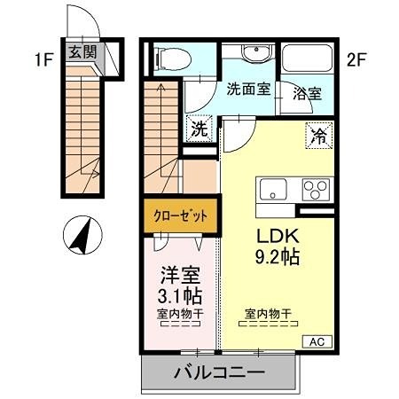 グリーンリーフ 201号室 間取り