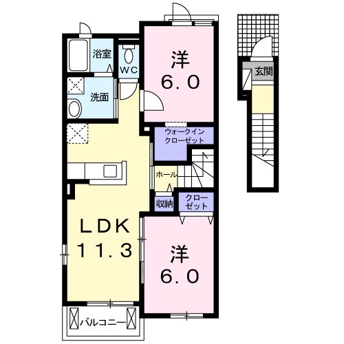 シャン・ド・フルールⅤ 203号室 間取り