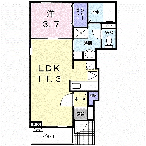 プラシードＣ 101号室 間取り