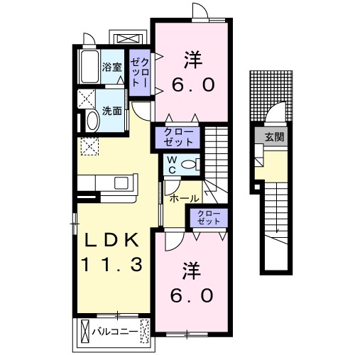 シャン・ド・フルールⅢ 204号室 間取り