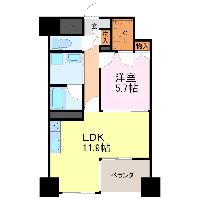 フェリシアス 102号室 間取り