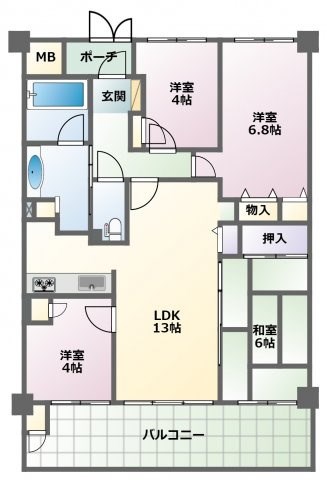 ナイスグランソレイユ越戸 308号室 間取り