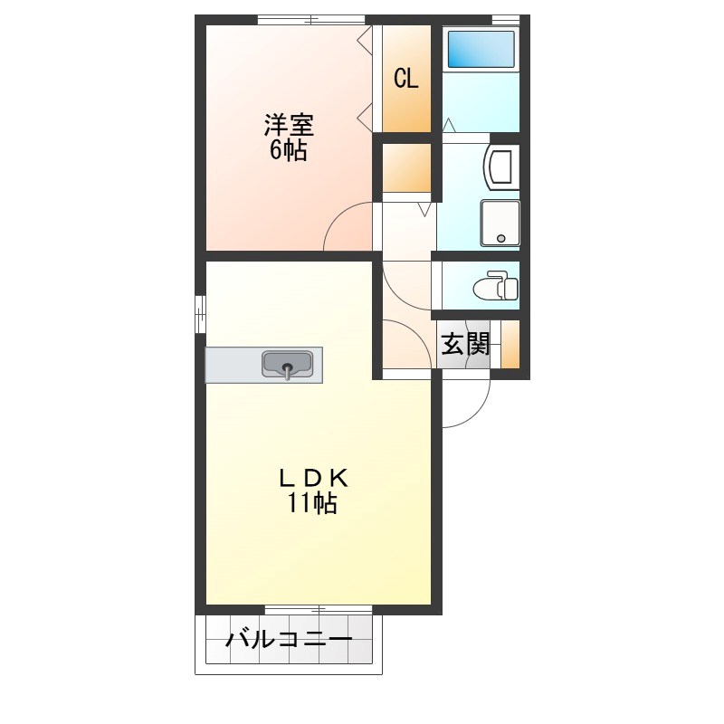 リヴェールⅢ 102号室 間取り