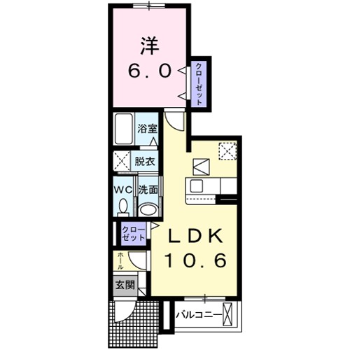 ヴィラ・大堀端Ｂ 102号室 間取り