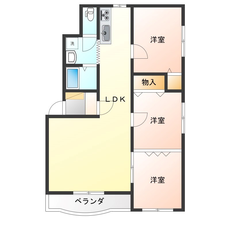 華美が丘　六番館 202号室 間取り