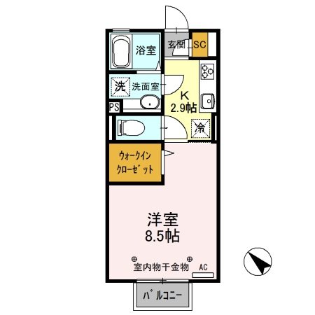 D-room思川オランジュB 203号室 間取り