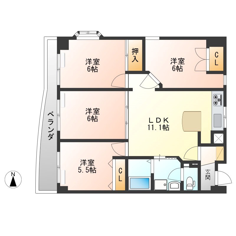 プレステージ簗瀬 206号室 間取り