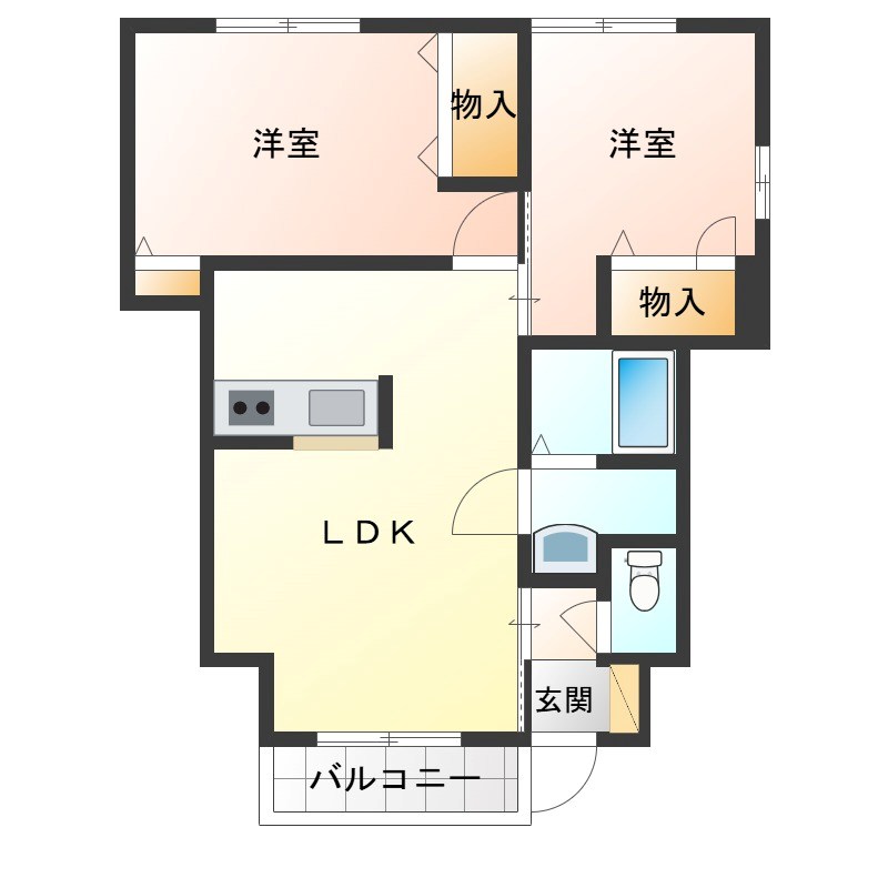 Mon Cheri A 101号室 間取り