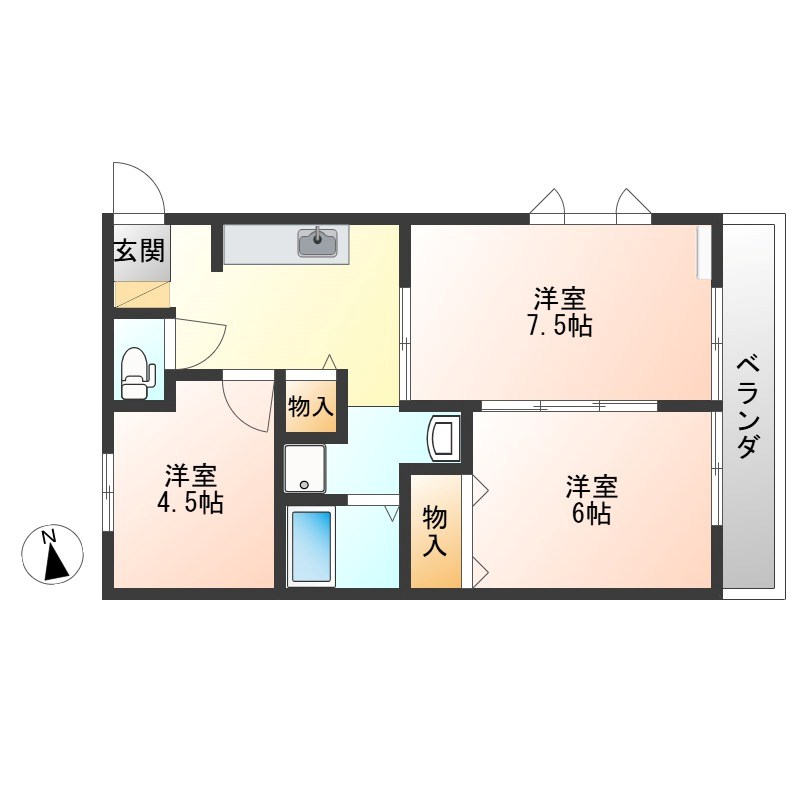 グリーンフラットC 201号室 間取り