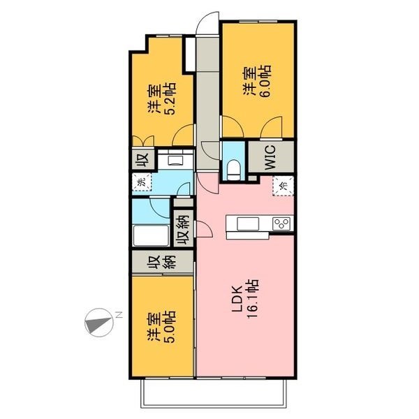 プラウド宇都宮 504号室 間取り