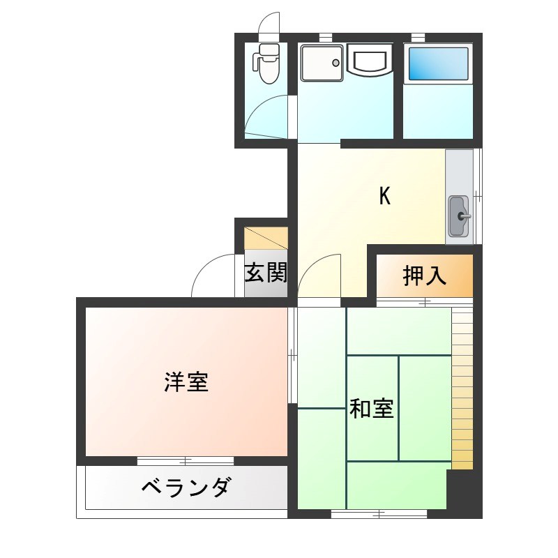 アローハイツ 101号室 間取り
