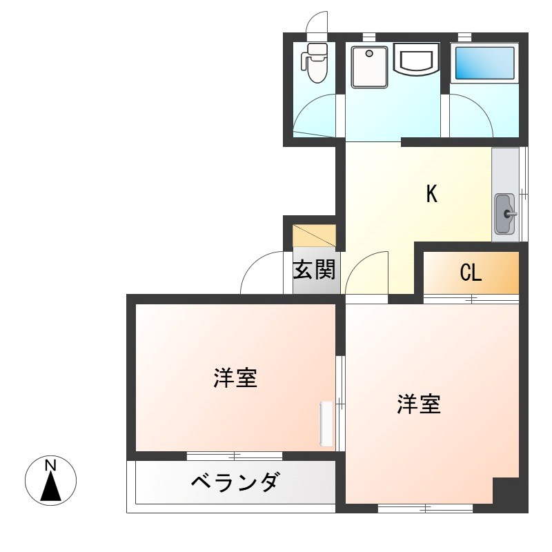 アローハイツ 201号室 間取り