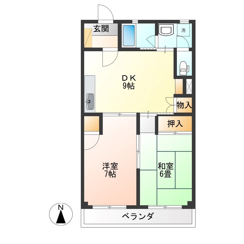 ブルーウィングみなみB棟 302号室 間取り