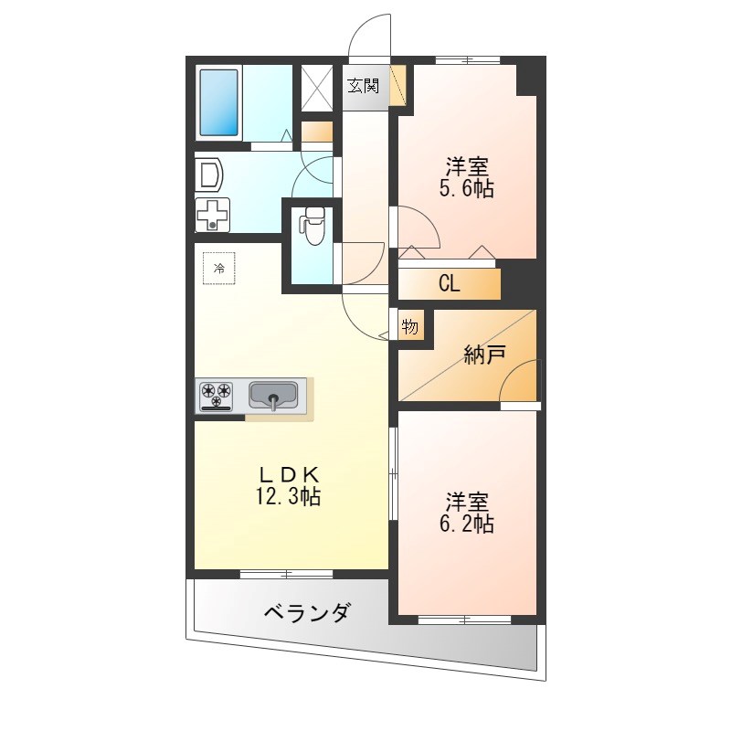 中今泉ヴィラージュマンション 302号室 間取り