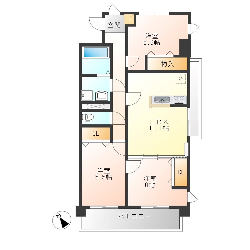 ヴィラージュエクセラン 505号室 間取り