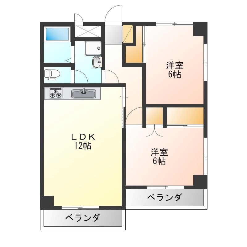 シティ・サンロード 1-D号室 間取り