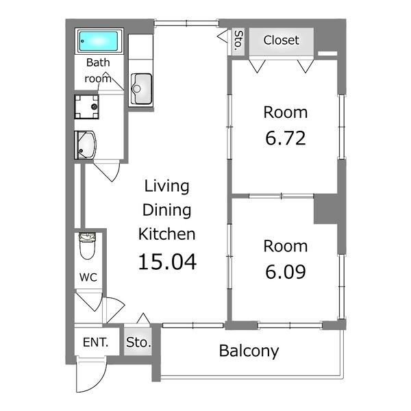 クイーンズリッチ東宿郷 605号室 間取り
