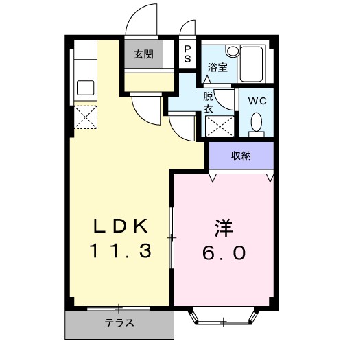 メゾンクレール 102号室 間取り