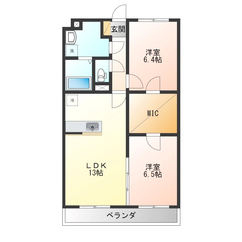 グランヴィータA 102号室 間取り