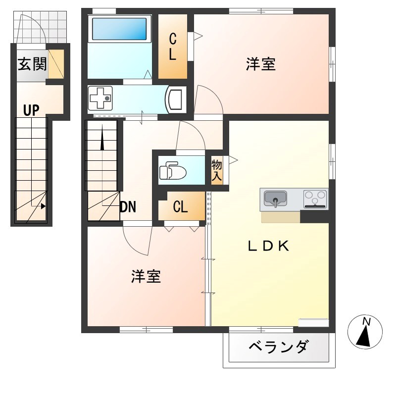 コートヤードH 201号室 間取り