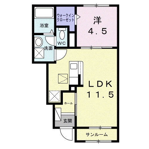 エレガンス　メゾン　Ⅰ 102号室 間取り