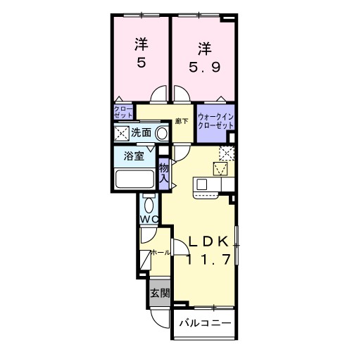エレガンス　メゾン　Ⅱ 106号室 間取り
