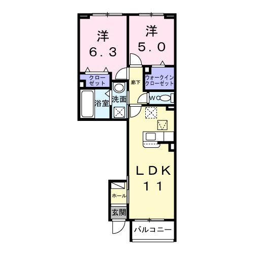 エレガンス　メゾン　Ⅱ 102号室 間取り