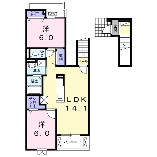 カーサ　ヴィアンコ　ネロ 202号室 間取り
