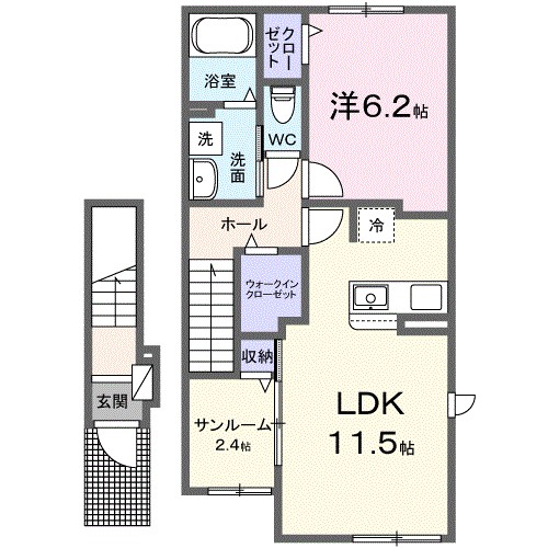 ソランジュ 202号室 間取り