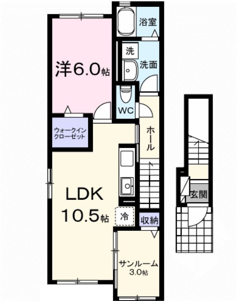 城南２丁目アパートＢ 201号室 間取り