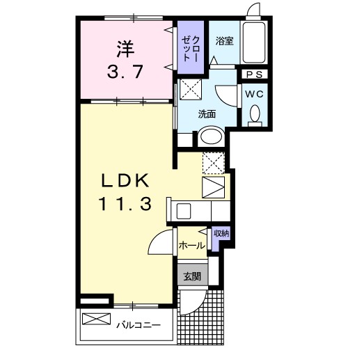 ミューズＢ 102号室 間取り