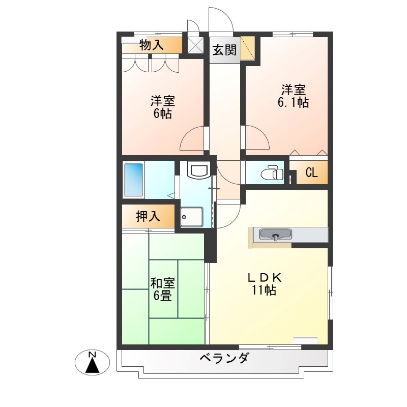 ハイツ・アムール 301号室 間取り