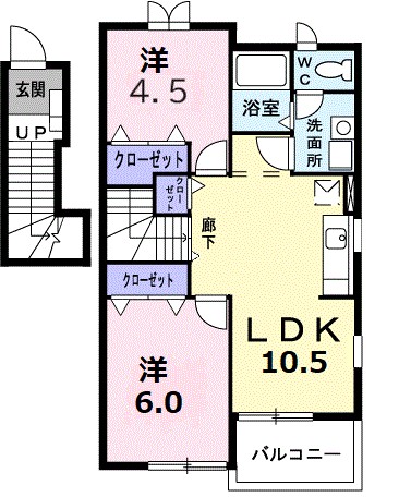 エミネンスＢ 201号室 間取り