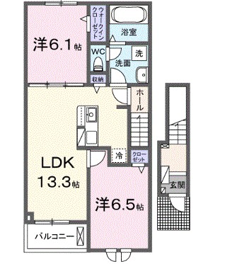 クラール高萩Ｂ 202号室 間取り