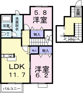 プリムヴェールＡ 202号室 間取り