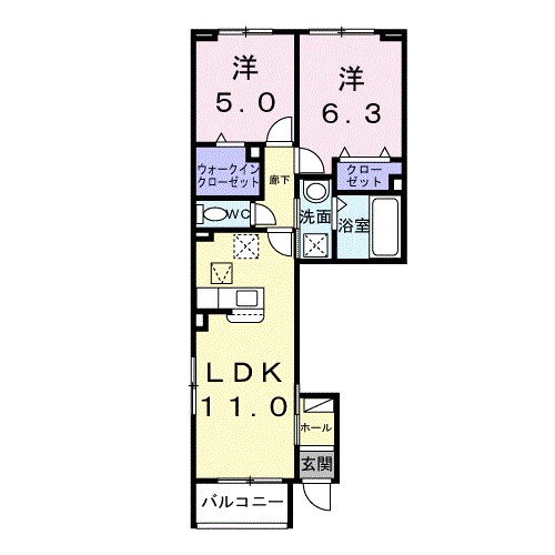 若松原３丁目アパート 101号室 間取り