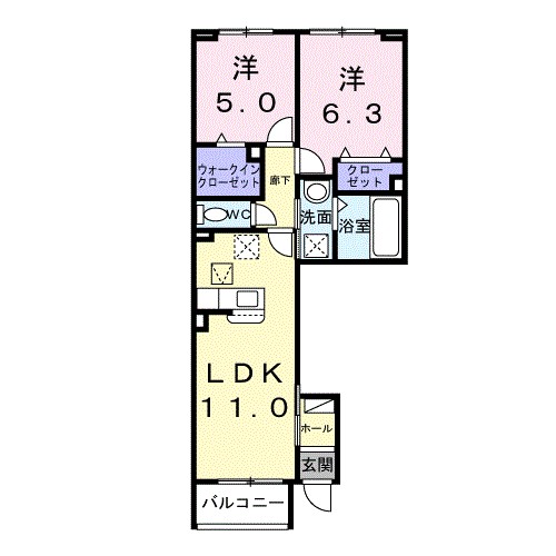 若松原３丁目アパート 103号室 間取り