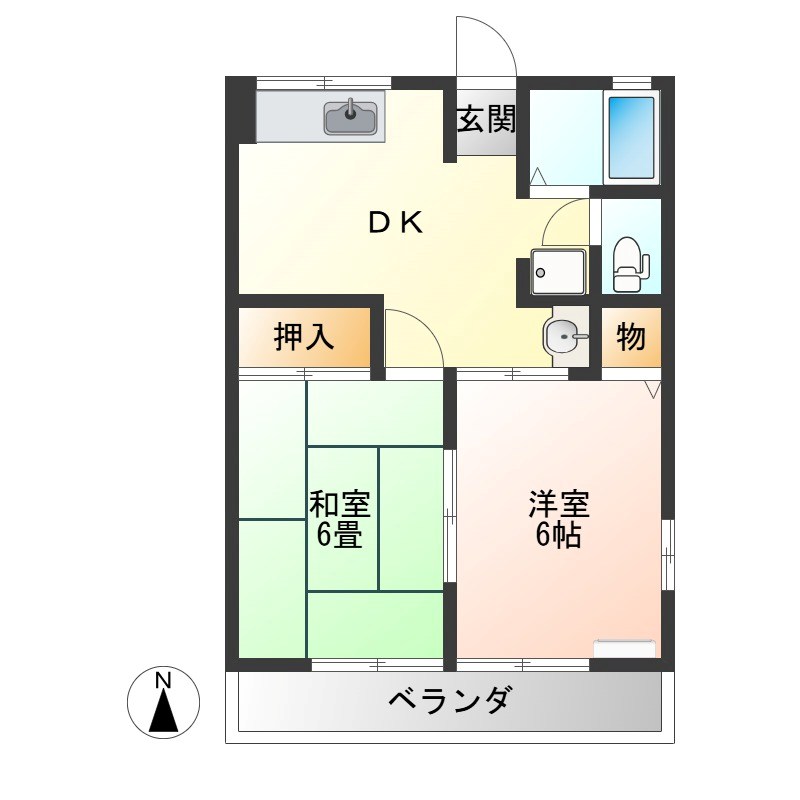 ドミールB 101号室 間取り