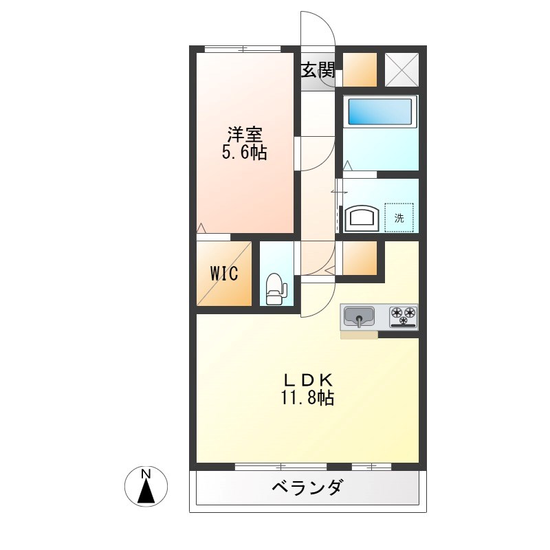 ディアコート陽東 105号室 間取り