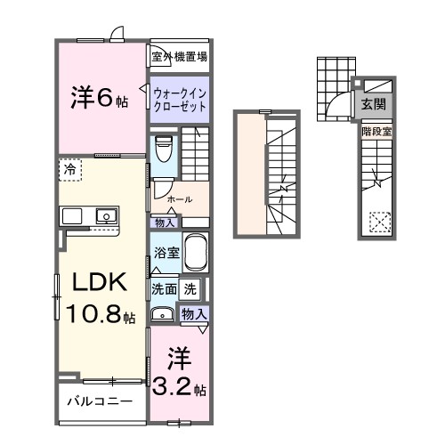 雀宮町アパート 305号室 間取り