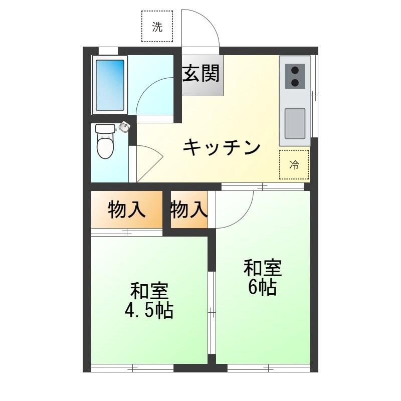 アベアパート 201号室 間取り