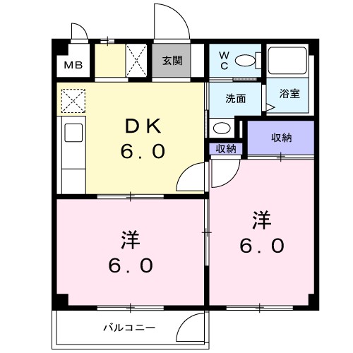 ロマニーカルベＢ 102号室 間取り