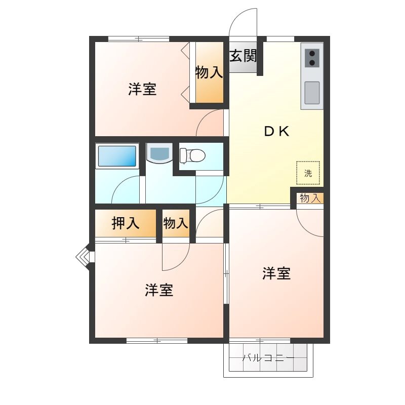 三田コーポ 203号室 間取り