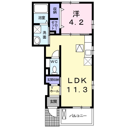 Ｎｏｂｌｅ　ＣａｓａⅠ 102号室 間取り