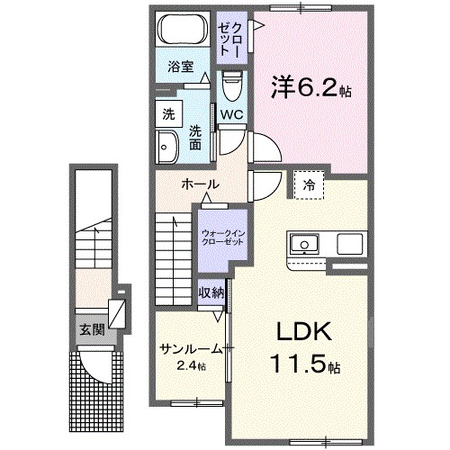 茂呂アパート 202号室 間取り