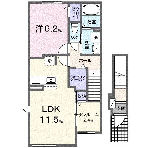 茂呂アパート 201号室 間取り